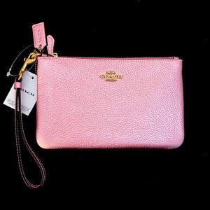 Coach metallic pink wristlet